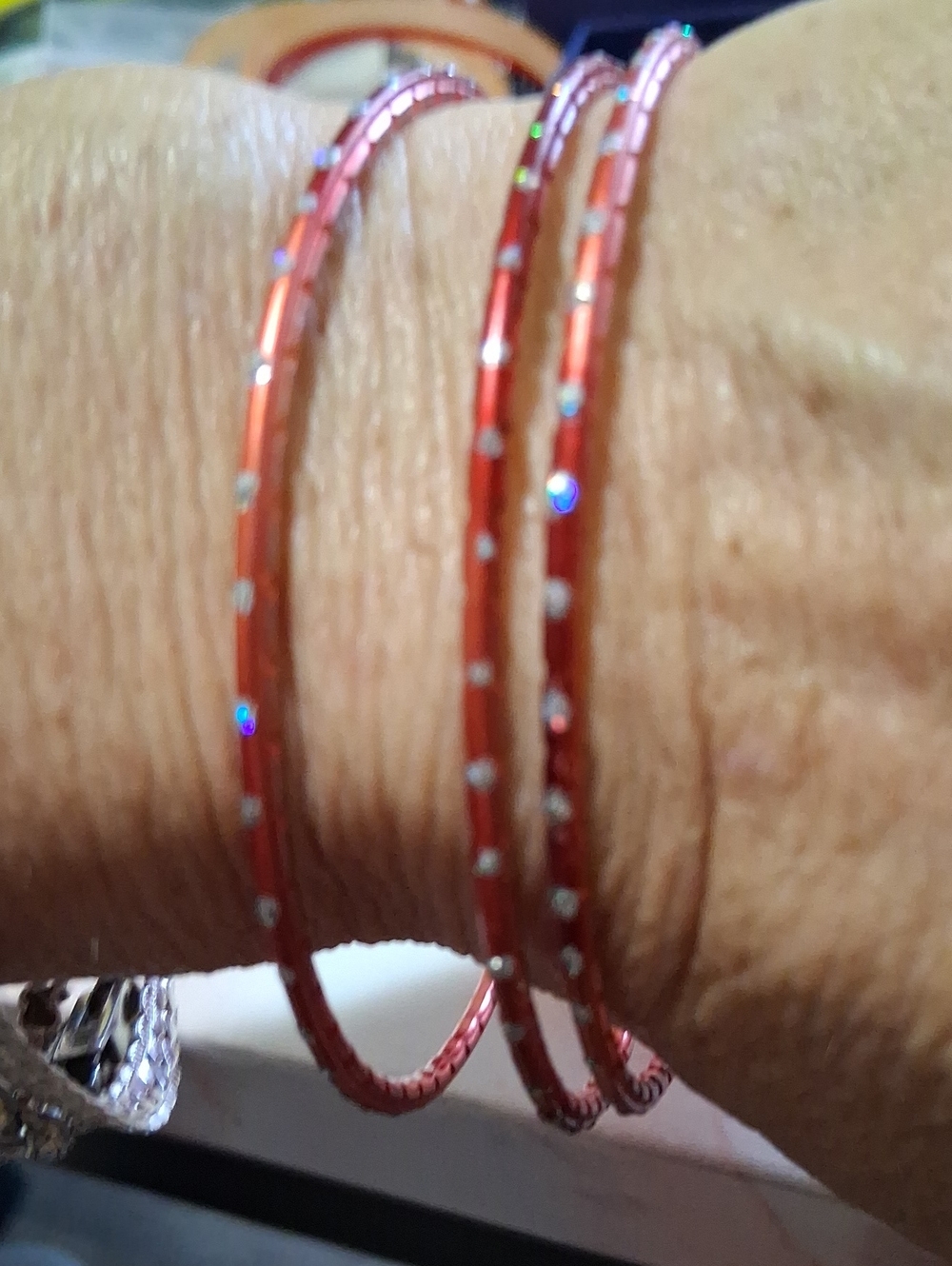 Source Unknown Red Crystal Accent Women’s Bangle Bracelets